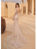 Square Neck Beaded Lace Tulle Fairy Wedding Dress